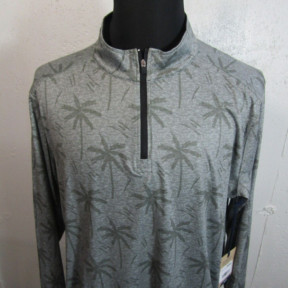 Chubbies Men's Large L Palm Tree 1/4 Zip Pullover Activewear Shirt Grey NWT